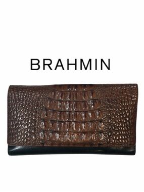 Brahmin‎ VINTAGE Black Leather and Croc Embossed Wallet
